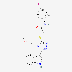 molecular formula C21H19F2N5O2S B2493663 2-((5-(1H-吲哚-3-基)-4-(2-甲氧基乙基)-4H-1,2,4-三唑-3-基)硫基)-N-(2,4-二氟苯基)乙酰胺 CAS No. 852144-71-9