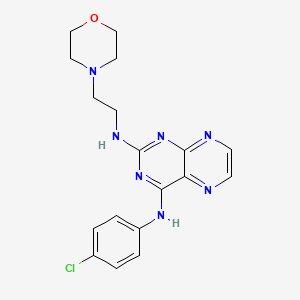 molecular formula C18H20ClN7O B2493678 N4-(4-chlorophenyl)-N2-(2-morpholinoethyl)pteridine-2,4-diamine CAS No. 946289-31-2