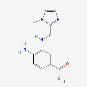 molecular formula C12H14N4O2 B2493681 4-氨基-3-[(1-甲基咪唑-2-基)甲基氨基]苯甲酸 CAS No. 1546311-10-7