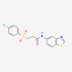 molecular formula C16H13ClN2O3S2 B2493682 N-(benzo[d]thiazol-5-yl)-3-((4-chlorophenyl)sulfonyl)propanamide CAS No. 941966-38-7