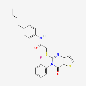 molecular formula C24H22FN3O2S2 B2493704 N-(4-丁基苯基)-2-{[3-(2-氟苯基)-4-氧代-3,4-二氢噻吩并[3,2-d]嘧啶-2-基]硫代基}乙酰胺 CAS No. 1260952-88-2