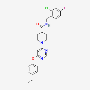 molecular formula C25H26ClFN4O2 B2493707 N-(2-chloro-4-fluorobenzyl)-1-[6-(4-ethylphenoxy)pyrimidin-4-yl]piperidine-4-carboxamide CAS No. 1116045-27-2
