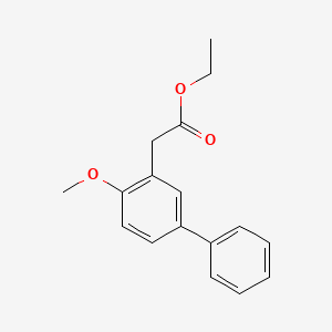 molecular formula C17H18O3 B2493711 Ethyl 2-(2-methoxy-5-phenylphenyl)acetate CAS No. 1397223-80-1