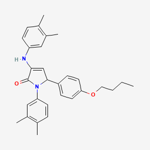 molecular formula C30H34N2O2 B2493728 5-(4-butoxyphenyl)-1-(3,4-dimethylphenyl)-3-[(3,4-dimethylphenyl)amino]-1,5-dihydro-2H-pyrrol-2-one CAS No. 312517-94-5