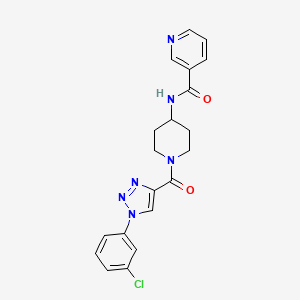 molecular formula C20H19ClN6O2 B2493730 N-(1-(1-(3-chlorophenyl)-1H-1,2,3-triazole-4-carbonyl)piperidin-4-yl)nicotinamide CAS No. 1251605-93-2