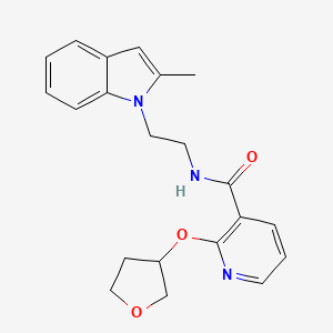 molecular formula C21H23N3O3 B2493734 N-(2-(2-methyl-1H-indol-1-yl)ethyl)-2-((tetrahydrofuran-3-yl)oxy)nicotinamide CAS No. 2034387-92-1