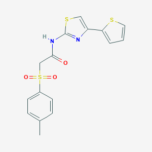 molecular formula C16H14N2O3S3 B249374 2-[(4-methylphenyl)sulfonyl]-N-[4-(2-thienyl)-1,3-thiazol-2-yl]acetamide 