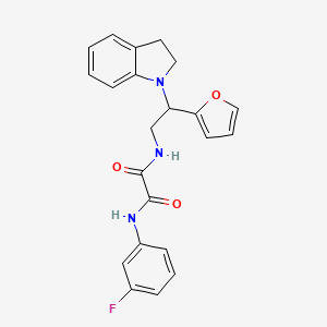 molecular formula C22H20FN3O3 B2493749 N1-(3-氟苯基)-N2-(2-(呋喃-2-基)-2-(吲哚-1-基)乙基)草酰胺 CAS No. 898458-44-1