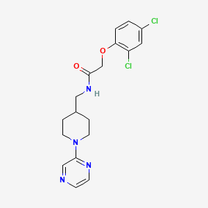 molecular formula C18H20Cl2N4O2 B2493750 2-(2,4-二氯苯氧基)-N-((1-(吡嗪-2-基)哌啪啉-4-基)甲基)乙酰胺 CAS No. 1396766-49-6