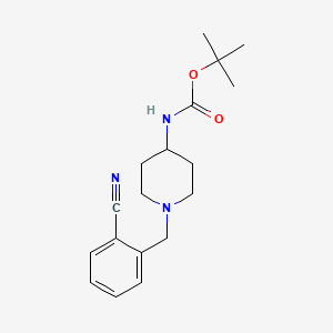 molecular formula C18H25N3O2 B2493751 叔丁基-1-(2-氰基苯甲基)哌啪啉-4-基甲酸酯 CAS No. 1286265-48-2