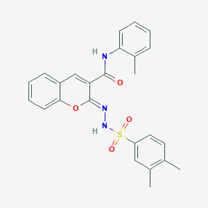 molecular formula C25H23N3O4S B2493765 (2Z)-2-[(3,4-dimethylphenyl)sulfonylhydrazinylidene]-N-(2-methylphenyl)chromene-3-carboxamide CAS No. 866349-01-1