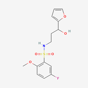 molecular formula C14H16FNO5S B2493769 5-fluoro-N-(3-(furan-2-yl)-3-hydroxypropyl)-2-methoxybenzenesulfonamide CAS No. 1421476-47-2