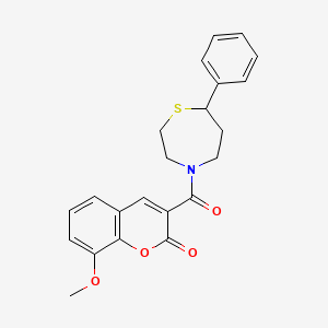 molecular formula C22H21NO4S B2493770 8-methoxy-3-(7-phenyl-1,4-thiazepane-4-carbonyl)-2H-chromen-2-one CAS No. 1796961-48-2