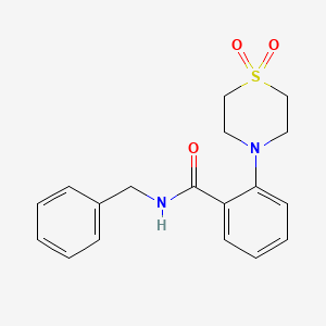 molecular formula C18H20N2O3S B2493772 N-benzyl-2-(1,1-dioxo-1lambda~6~,4-thiazinan-4-yl)benzenecarboxamide CAS No. 860610-40-8