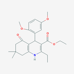 molecular formula C24H31NO5 B2493780 Ethyl 4-(2,5-dimethoxyphenyl)-2-ethyl-7,7-dimethyl-5-oxo-1,4,5,6,7,8-hexahydroquinoline-3-carboxylate CAS No. 292852-50-7