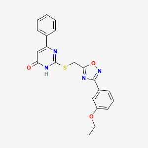 molecular formula C21H18N4O3S B2493781 2-({[3-(3-Ethoxyphenyl)-1,2,4-oxadiazol-5-yl]methyl}sulfanyl)-6-phenyl-4-pyrimidinol CAS No. 1207002-08-1