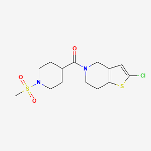 molecular formula C14H19ClN2O3S2 B2493782 (2-氯-6,7-二氢噻吩[3,2-c]吡啶-5(4H)-基)(1-(甲磺酰基)哌啶-4-基)甲酮 CAS No. 2034224-12-7