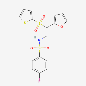 molecular formula C16H14FNO5S3 B2493786 4-fluoro-N-[2-(2-furyl)-2-(2-thienylsulfonyl)ethyl]benzenesulfonamide CAS No. 877816-98-3