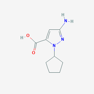 molecular formula C9H13N3O2 B2493787 3-氨基-1-环戊基-1H-吡唑-5-羧酸 CAS No. 1006494-14-9