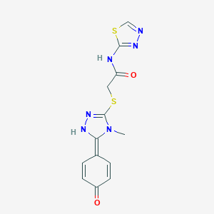 molecular formula C13H12N6O2S2 B249379 2-[[4-methyl-5-(4-oxocyclohexa-2,5-dien-1-ylidene)-1H-1,2,4-triazol-3-yl]sulfanyl]-N-(1,3,4-thiadiazol-2-yl)acetamide 