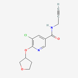 molecular formula C13H13ClN2O3 B2493791 5-chloro-N-(prop-2-yn-1-yl)-6-((tetrahydrofuran-3-yl)oxy)nicotinamide CAS No. 1903562-23-1