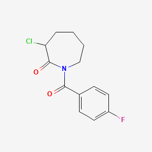 molecular formula C13H13ClFNO2 B2493792 3-Chloro-1-(4-fluorobenzoyl)azepan-2-one CAS No. 1623-92-3; 356569-51-2