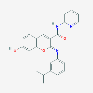 molecular formula C24H21N3O3 B2493793 (2Z)-7-hydroxy-2-{[3-(propan-2-yl)phenyl]imino}-N-(pyridin-2-yl)-2H-chromene-3-carboxamide CAS No. 1327172-14-4