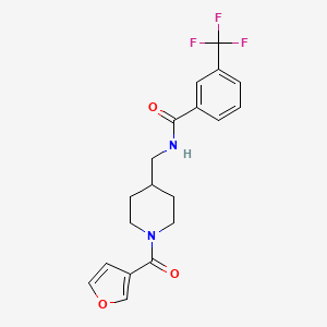 molecular formula C19H19F3N2O3 B2493797 N-((1-(呋喃-3-羰基)哌啶-4-基)甲基)-3-(三氟甲基)苯田酰胺 CAS No. 1396808-95-9