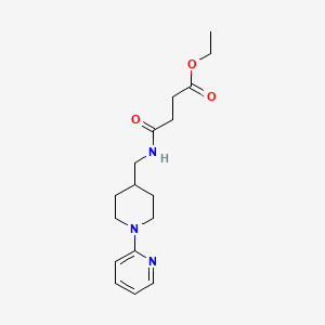 molecular formula C17H25N3O3 B2493800 Ethyl 4-oxo-4-(((1-(pyridin-2-yl)piperidin-4-yl)methyl)amino)butanoate CAS No. 1235659-05-8