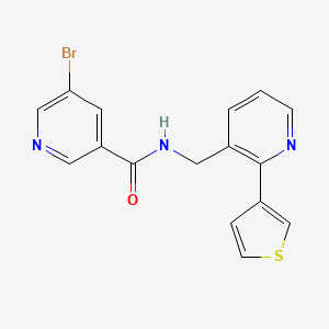 molecular formula C16H12BrN3OS B2493803 5-溴-N-((2-(噻吩-3-基)吡啶-3-基)甲基)烟酰胺 CAS No. 2034595-18-9