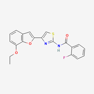 molecular formula C20H15FN2O3S B2493804 N-(4-(7-乙氧苯并呋喃-2-基)噻唑-2-基)-2-氟苯甲酰胺 CAS No. 921797-80-0