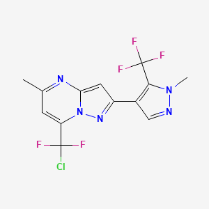 molecular formula C13H9ClF5N5 B2493808 7-[氯(二氟甲基)甲基]-5-甲基-2-[1-甲基-5-(三氟甲基)-1H-吡唑-4-基]吡唑并[1,5-a]嘧啶 CAS No. 956165-30-3