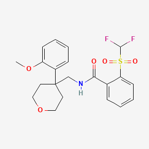 molecular formula C21H23F2NO5S B2493816 2-((difluoromethyl)sulfonyl)-N-((4-(2-methoxyphenyl)tetrahydro-2H-pyran-4-yl)methyl)benzamide CAS No. 1796960-14-9