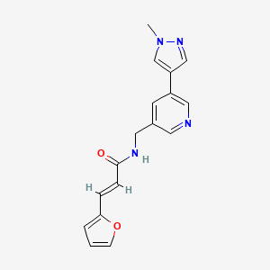 molecular formula C17H16N4O2 B2493817 (E)-3-(呋喃-2-基)-N-((5-(1-甲基-1H-吡唑-4-基)吡啶-3-基)甲基)丙烯酰胺 CAS No. 2035000-17-8