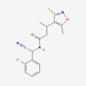 molecular formula C17H18ClN3O2 B2493818 N-[(2-chlorophenyl)(cyano)methyl]-3-(3,5-dimethyl-1,2-oxazol-4-yl)butanamide CAS No. 1444629-93-9