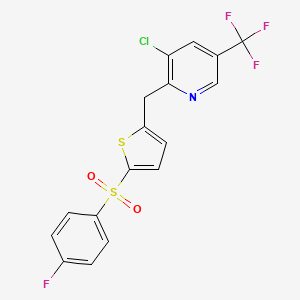 molecular formula C17H10ClF4NO2S2 B2493819 3-氯-2-[[5-(4-氟苯基)磺酰噻吩-2-基]甲基]-5-(三氟甲基)吡啶 CAS No. 321430-97-1