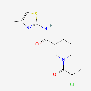 molecular formula C13H18ClN3O2S B2493820 1-(2-Chloropropanoyl)-N-(4-methyl-1,3-thiazol-2-yl)piperidine-3-carboxamide CAS No. 2411238-95-2