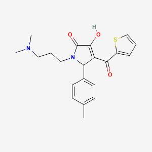 molecular formula C21H24N2O3S B2493821 1-(3-(dimethylamino)propyl)-3-hydroxy-4-(thiophene-2-carbonyl)-5-(p-tolyl)-1H-pyrrol-2(5H)-one CAS No. 380879-33-4