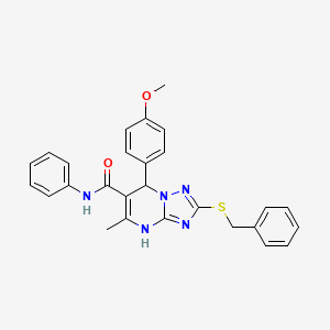 molecular formula C27H25N5O2S B2493831 2-(benzylthio)-7-(4-methoxyphenyl)-5-methyl-N-phenyl-4,7-dihydro-[1,2,4]triazolo[1,5-a]pyrimidine-6-carboxamide CAS No. 536984-82-4