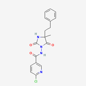 6-chloro-N-[4-methyl-2,5-dioxo-4-(2-phenylethyl)imidazolidin-1-yl]pyridine-3-carboxamide
