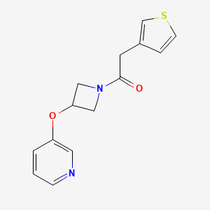 molecular formula C14H14N2O2S B2493840 1-(3-(Pyridin-3-yloxy)azetidin-1-yl)-2-(thiophen-3-yl)ethanone CAS No. 1903511-45-4