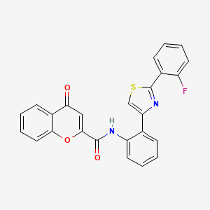 molecular formula C25H15FN2O3S B2493842 N-(2-(2-(2-fluorophenyl)thiazol-4-yl)phenyl)-4-oxo-4H-chromene-2-carboxamide CAS No. 1797095-14-7