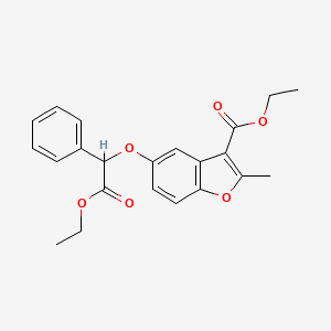 molecular formula C22H22O6 B2493849 乙酸-5-(2-乙氧基-2-氧代-1-苯基乙氧基)-2-甲基-1-苯并呋喃-3-羧酸乙酯 CAS No. 384799-56-8