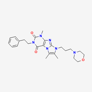 molecular formula C25H32N6O3 B2493852 1,6,7-trimethyl-8-(3-morpholinopropyl)-3-phenethyl-1H-imidazo[2,1-f]purine-2,4(3H,8H)-dione CAS No. 927576-53-2