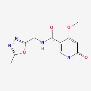 molecular formula C12H14N4O4 B2493855 4-methoxy-1-methyl-N-((5-methyl-1,3,4-oxadiazol-2-yl)methyl)-6-oxo-1,6-dihydropyridine-3-carboxamide CAS No. 2034278-10-7