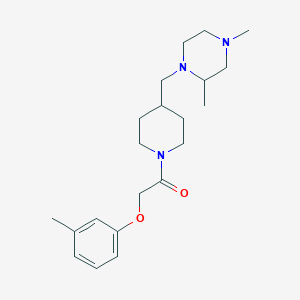 molecular formula C21H33N3O2 B2493858 1-(4-((2,4-二甲基哌嗪-1-基)甲基哌啪啶-1-基)-2-(间甲苯氧基)乙酮 CAS No. 1421472-39-0