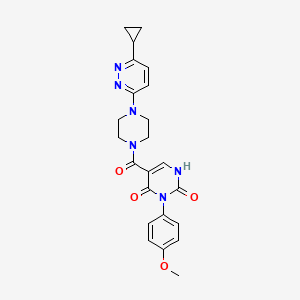 molecular formula C23H24N6O4 B2493863 5-(4-(6-cyclopropylpyridazin-3-yl)piperazine-1-carbonyl)-3-(4-methoxyphenyl)pyrimidine-2,4(1H,3H)-dione CAS No. 2034369-88-3
