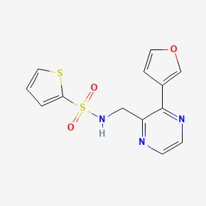 molecular formula C13H11N3O3S2 B2493864 N-((3-(furan-3-yl)pyrazin-2-yl)methyl)thiophene-2-sulfonamide CAS No. 2034501-56-7