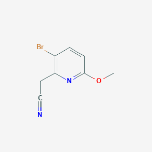 molecular formula C8H7BrN2O B2493873 3-Bromo-6-methoxypyridine-2-acetonitrile CAS No. 1227591-31-2