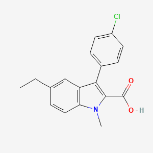 molecular formula C18H16ClNO2 B2493875 3-(4-chlorophenyl)-5-ethyl-1-methyl-1H-indole-2-carboxylic acid CAS No. 940995-13-1